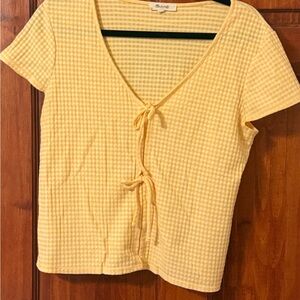Madewell Yellow Gingham Tie-Front Crop Top